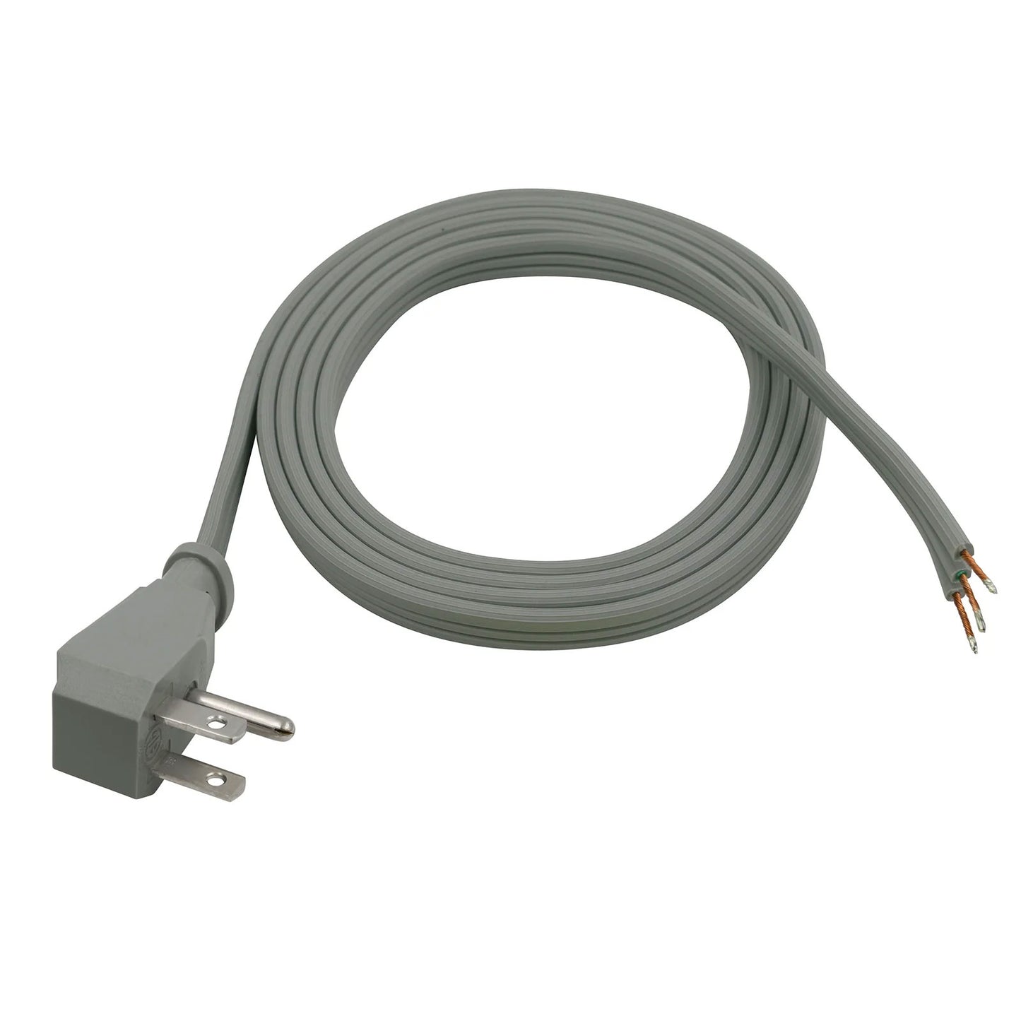 PS210606 - Power Supply Pigtail Cord with Right Angle Plug - Gray- 6 Ft