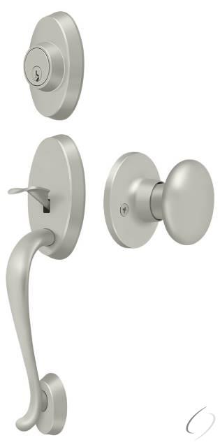 PRRHRKU15 Riversdale Handleset with Round Knob Entry; Satin Nickel Finish