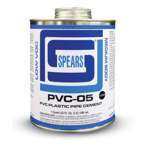 PVC05C-020 - Low VOC Regular Body Clear PVC Cement -  1 qt