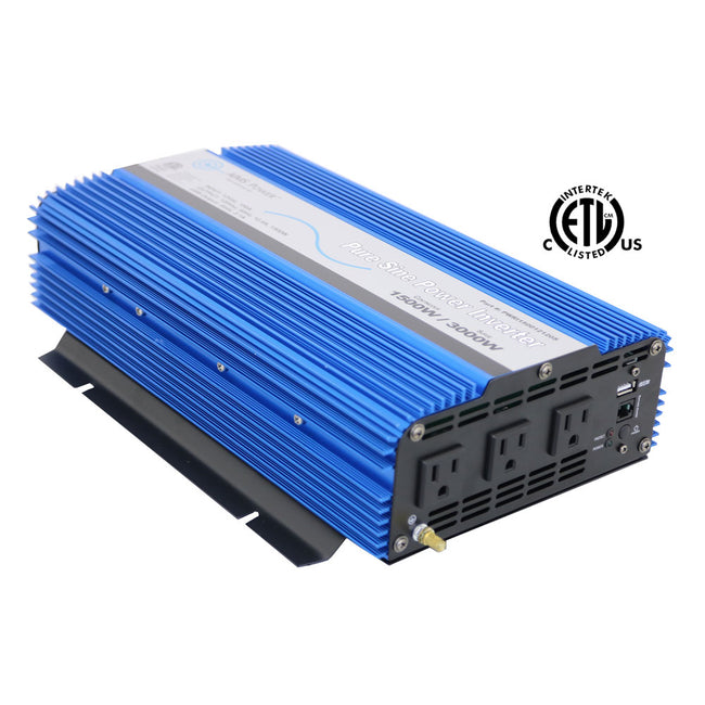 PWRI150012120S - 1500 Watt Pure Sine Inverter 12Vdc ETL Listed to UL 458