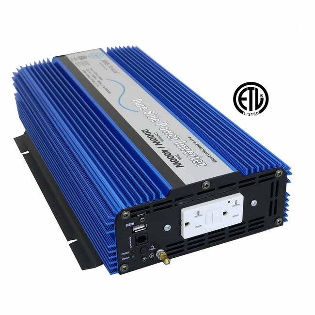 PWRI200012120S - 2000 Watt Pure Sine Wave Inverter ETL Listed to UL 458