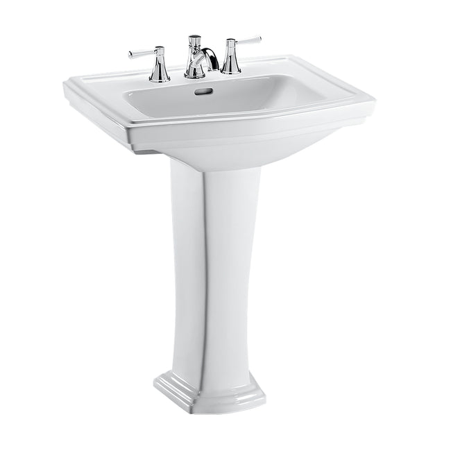 Toto LPT780.8#01 - Clayton 27" Pedestal Bathroom Sink with 3 Faucet Holes Drilled and Overflow-Cotto