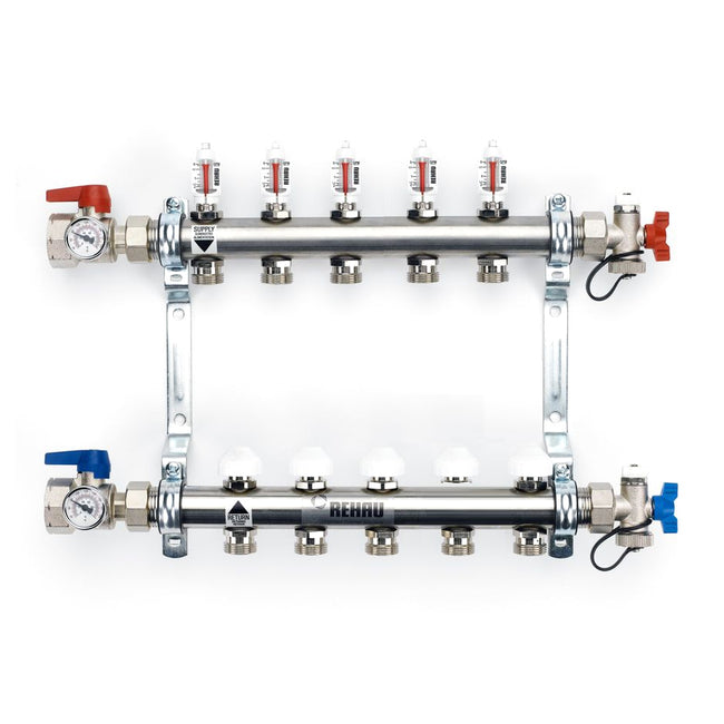 381105-001 - PRO-BALANCE 1" Stainless Steel Manifold With Gauges - 5 Outlet