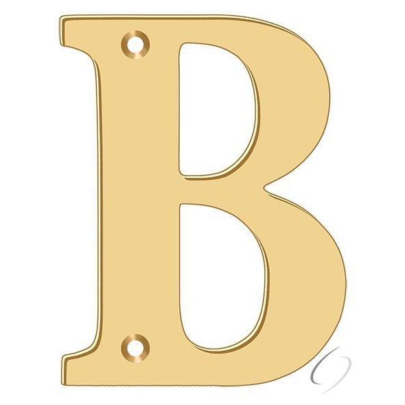RL4B-CR003 4" Residential Letter B; Lifetime Brass Finish