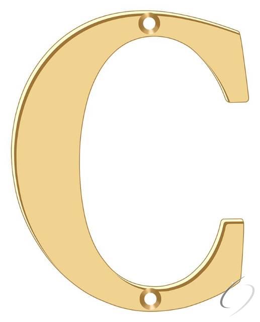 RL4C-CR003 4" Residential Letter C; Lifetime Brass Finish