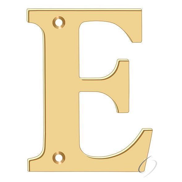 RL4E-CR003 4" Residential Letter E; Lifetime Brass Finish
