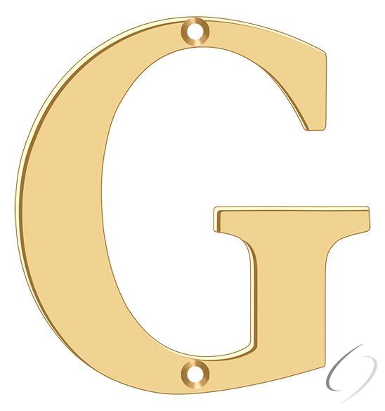 RL4G-CR003 4" Residential Letter G; Lifetime Brass Finish
