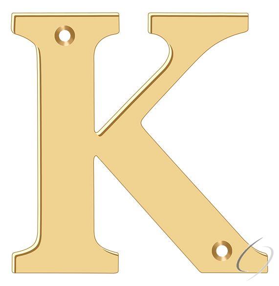 RL4K-CR003 4" Residential Letter K; Lifetime Brass Finish