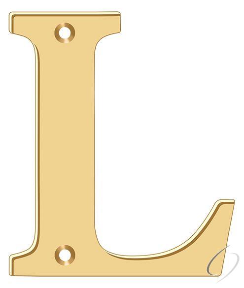 RL4L-CR003 4" Residential Letter L; Lifetime Brass Finish