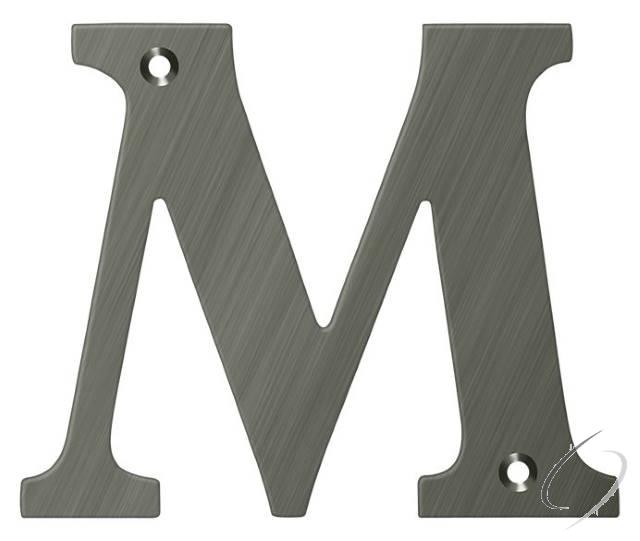 RL4M-15A 4" Residential Letter M; Antique Nickel Finish