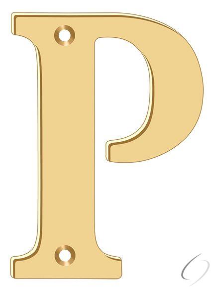 RL4P-CR003 4" Residential Letter P; Lifetime Brass Finish