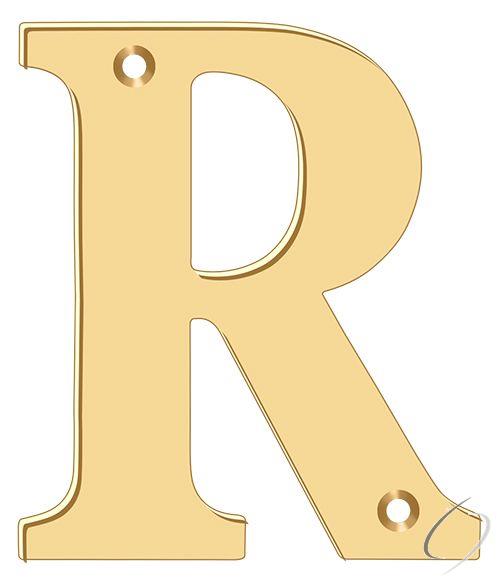 RL4R-CR003 4" Residential Letter R; Lifetime Brass Finish