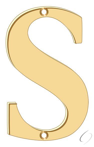 RL4S-CR003 4" Residential Letter S; Lifetime Brass Finish