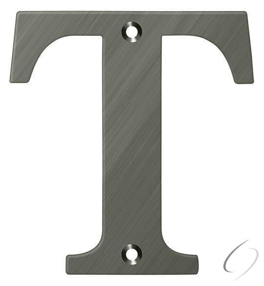 RL4T-15A 4" Residential Letter T; Antique Nickel Finish