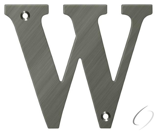 RL4W-15A 4" Residential Letter W; Antique Nickel Finish