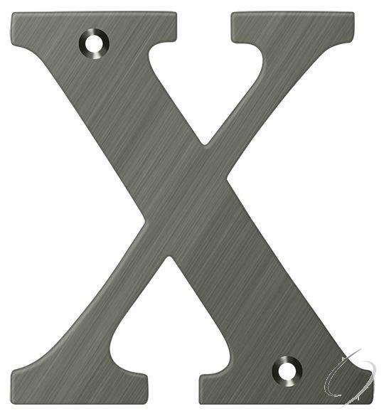 RL4X-15A 4" Residential Letter X; Antique Nickel Finish