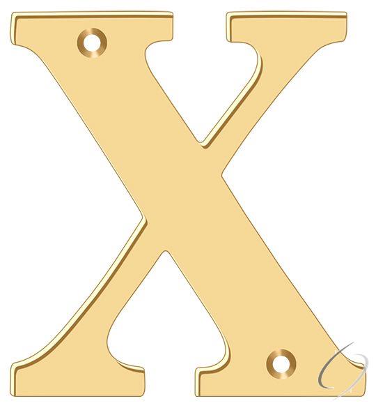RL4X-CR003 4" Residential Letter X; Lifetime Brass Finish