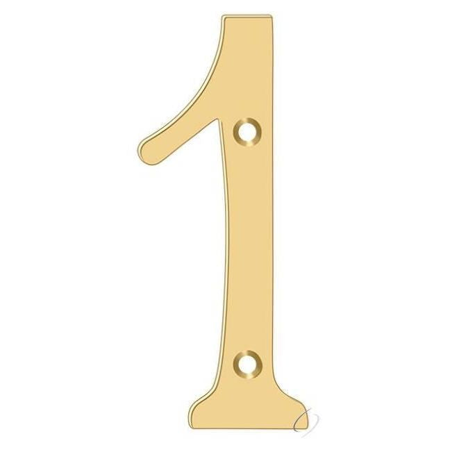 RN4-1 4" Numbers; Solid Brass; Lifetime Brass Finish
