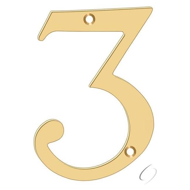 RN4-3 4" Numbers; Solid Brass; Lifetime Brass Finish