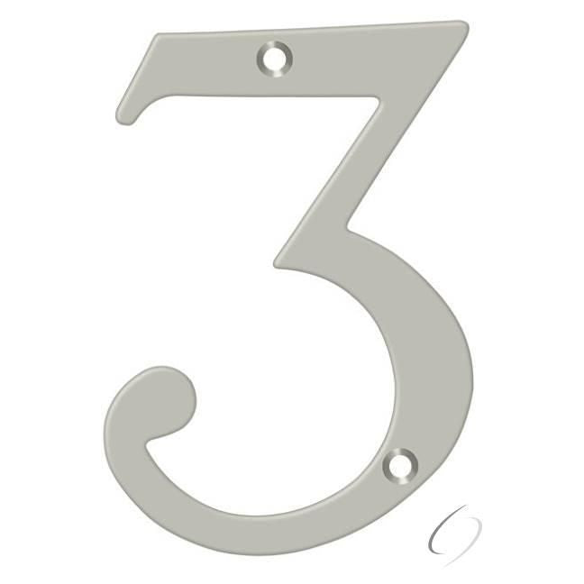 RN4-3U15 4" Numbers; Solid Brass; Satin Nickel Finish