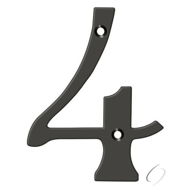 RN4-4U10B 4" Numbers; Solid Brass; Oil Rubbed Bronze Finish