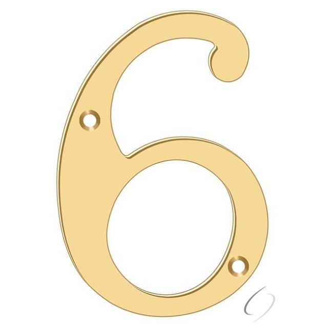 RN4-6 4" Numbers; Solid Brass; Lifetime Brass Finish