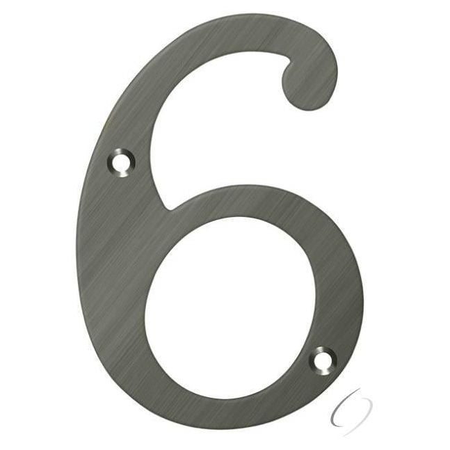 RN4-6U15A 4" Numbers; Solid Brass; Antique Nickel Finish
