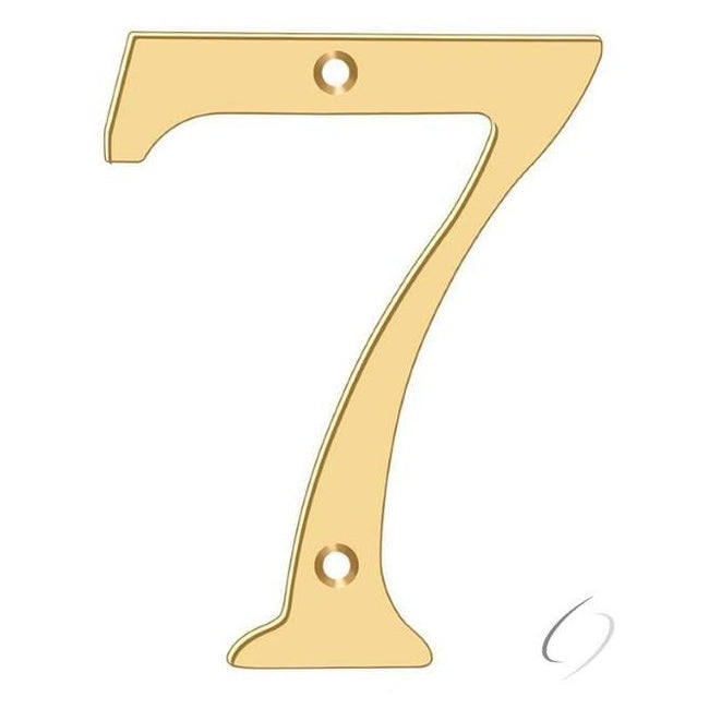 RN4-7 4" Numbers; Solid Brass; Lifetime Brass Finish