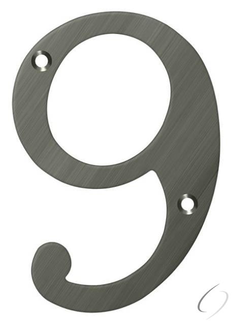 RN4-9U15A 4" Numbers; Solid Brass; Antique Nickel Finish