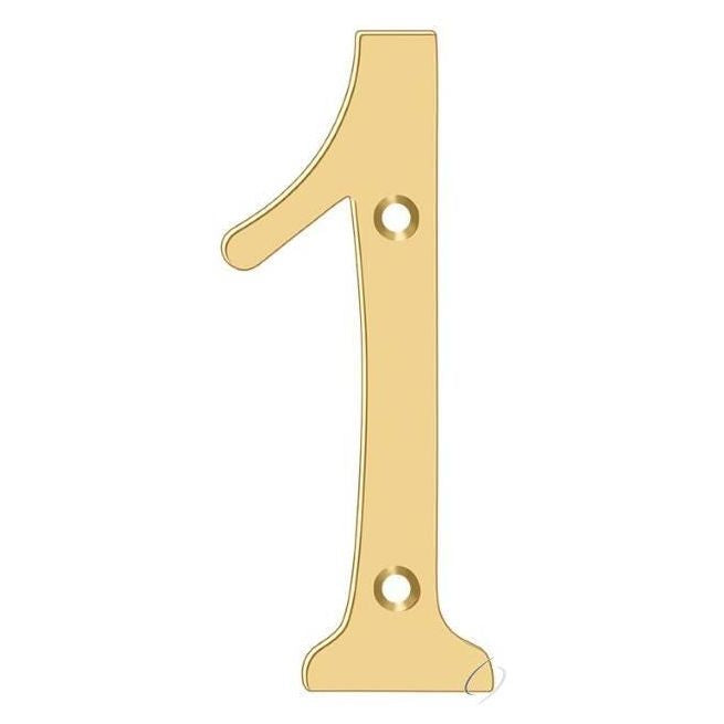 RN6-1 6" Numbers; Solid Brass; Lifetime Brass Finish