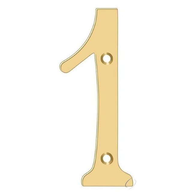 RN6-1 6" Numbers; Solid Brass; Lifetime Brass Finish