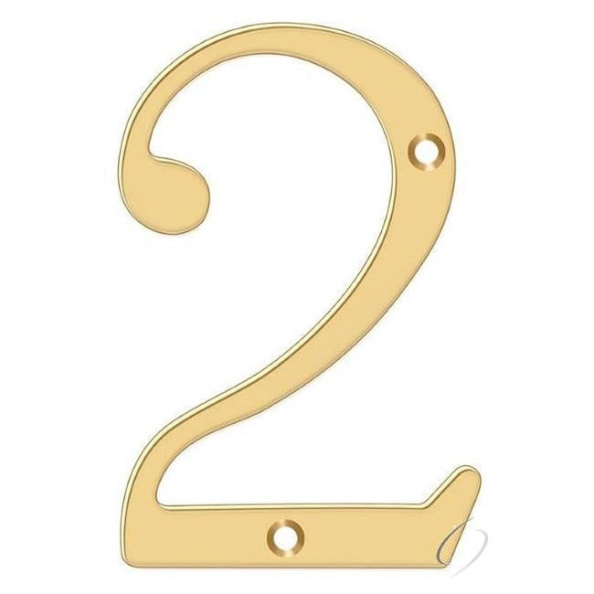 RN6-2 6" Numbers; Solid Brass; Lifetime Brass Finish