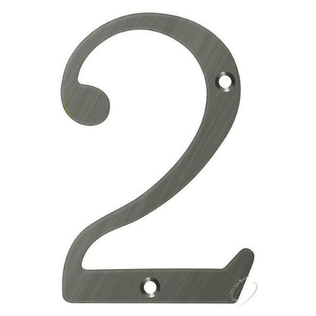 RN6-2U15A 6" Numbers; Solid Brass; Antique Nickel Finish