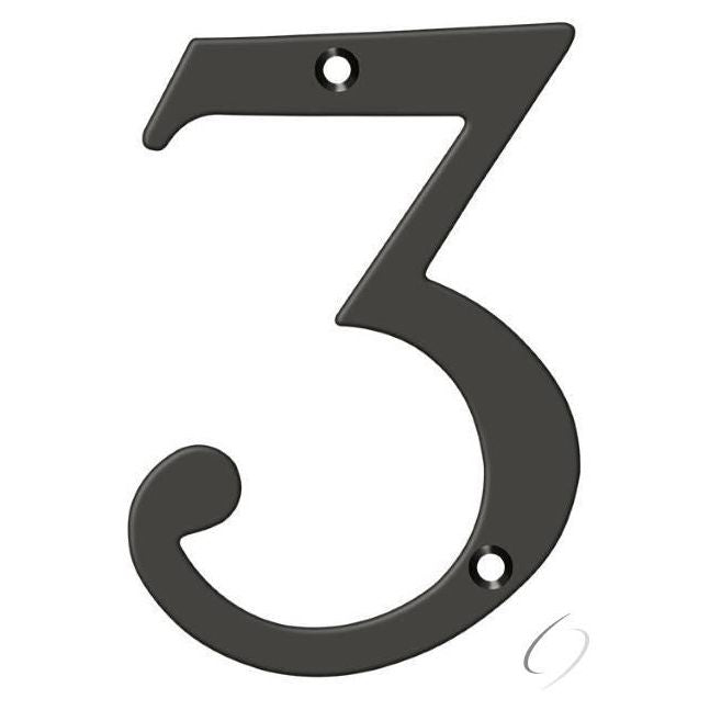 RN6-3U10B 6" Numbers; Solid Brass; Oil Rubbed Bronze Finish