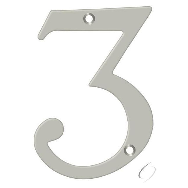 RN6-3U15 6" Numbers; Solid Brass; Satin Nickel Finish