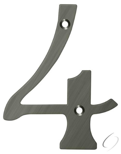 RN6-4U15A 6" Numbers; Solid Brass; Antique Nickel Finish