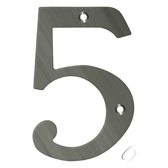 RN6-5U15A 6" Numbers; Solid Brass; Antique Nickel Finish