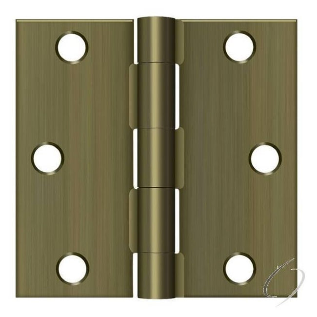 S33U5-R 3" x 3" Square Hinge; Antique Brass Finish