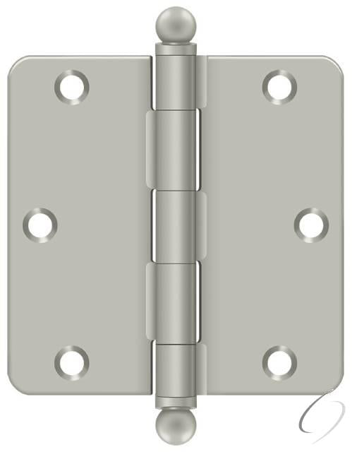 S35R415-BT 3-1/2" x 3-1/2" x 1/4" Radius Hinge; with Ball Tips; Satin Nickel Finish