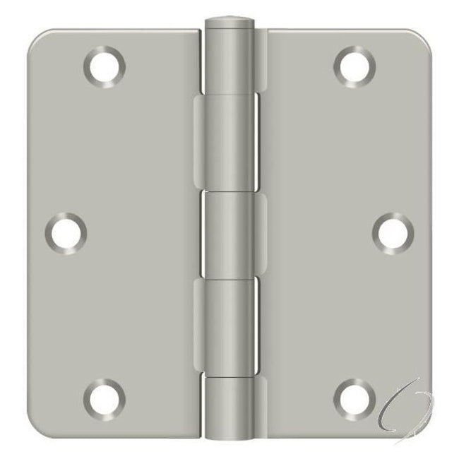 S35R415 3-1/2" x 3-1/2" x 1/4" Radius Hinge; Residential Thickness; Satin Nickel Finish