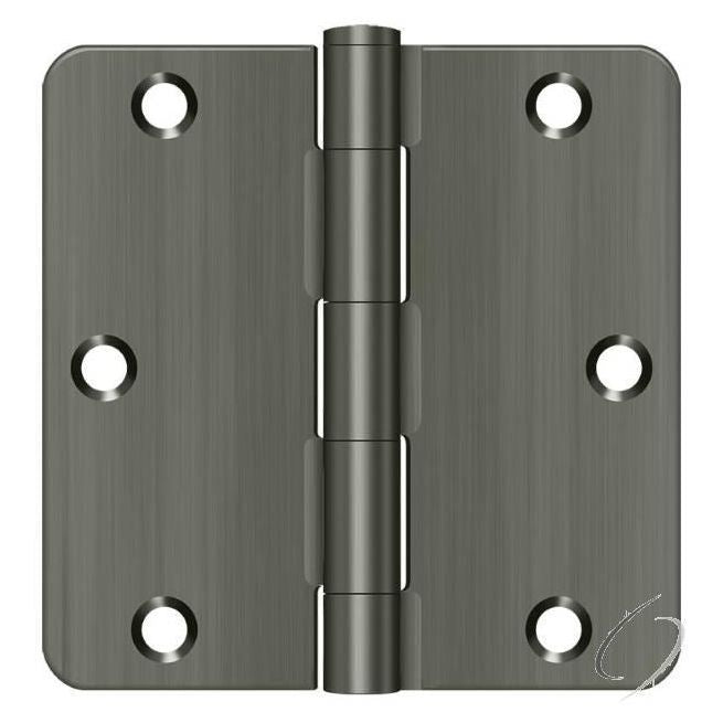 S35R415A 3-1/2" x 3-1/2" x 1/4" Radius Hinge; Residential Thickness; Antique Nickel Finish