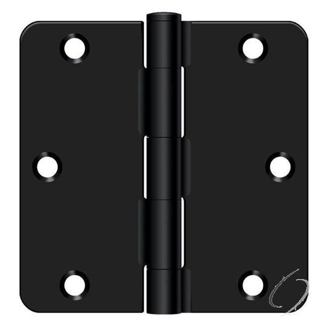 S35R41B 3-1/2" x 3-1/2" x 1/4" Radius Hinge; Residential Thickness; Flat Black Finish
