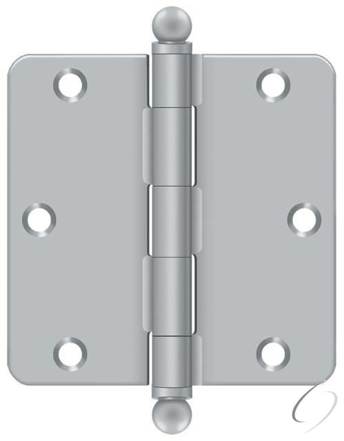 S35R426D-BT 3-1/2" x 3-1/2" x 1/4" Radius Hinge; with Ball Tips; Satin Chrome Finish
