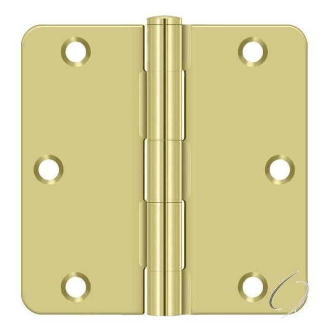S35R43 3-1/2" x 3-1/2" x 1/4" Radius Hinge; Residential Thickness; Bright Brass Finish