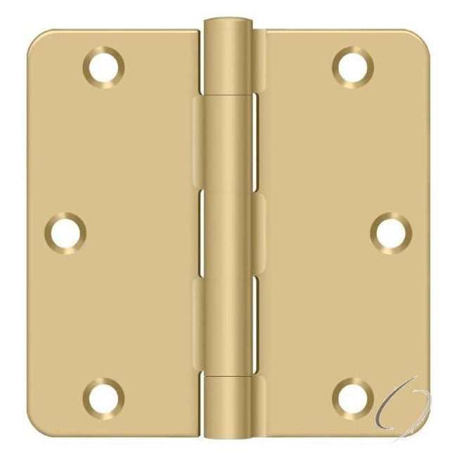 S35R44 3-1/2" x 3-1/2" x 1/4" Radius Hinge; Residential Thickness; Satin Brass Finish