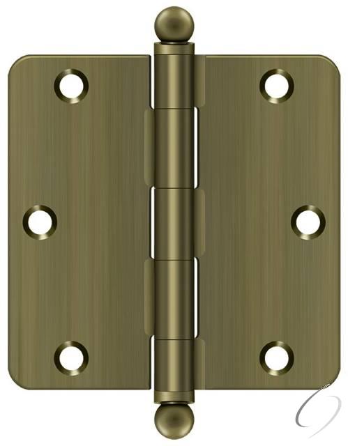 S35R45-BT 3-1/2" x 3-1/2" x 1/4" Radius Hinge; with Ball Tips; Antique Brass Finish