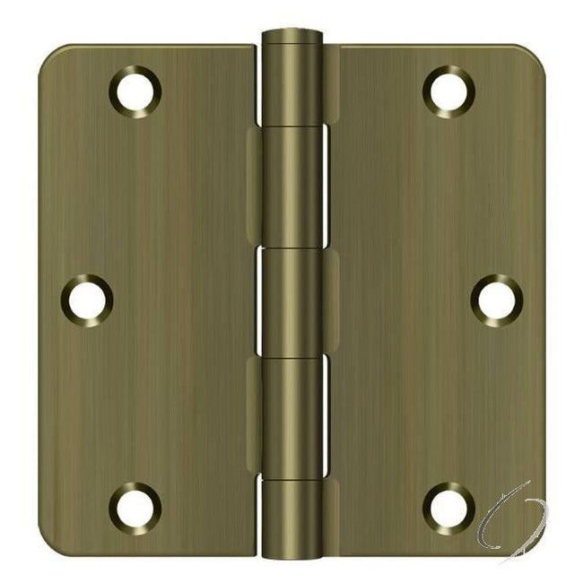 S35R45 3-1/2" x 3-1/2" x 1/4" Radius Hinge; Residential Thickness; Antique Brass Finish