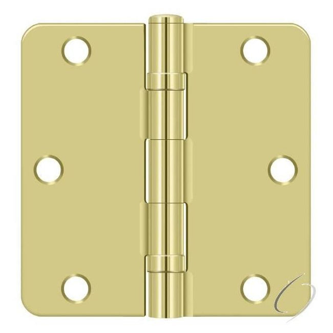 S35R4BB3 3-1/2" x 3-1/2" x 1/4" Radius Hinge; Ball Bearing; Bright Brass Finish