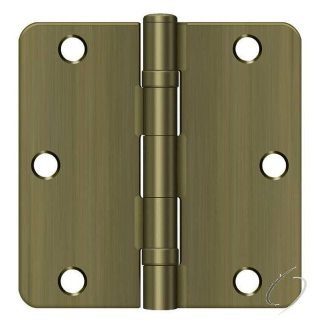 S35R4BB5 3-1/2" x 3-1/2" x 1/4" Radius Hinge; Ball Bearing; Antique Brass Finish
