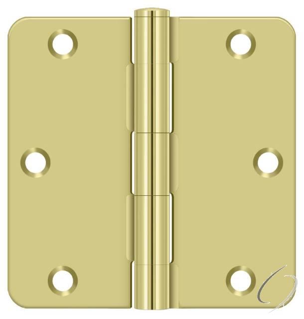 S35R4BK3 3-1/2" x 3-1/2" x 1/4" Radius Hinge in Bulk Pack; Residential Thickness; Bright Bra